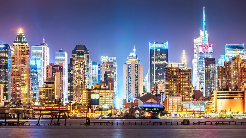 Midtown Manhattan Skyline bei Nacht von Sascha Kilmer