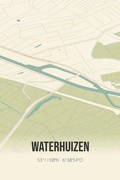 Vintage landkaart van Waterhuizen (Groningen) van Rezona