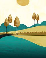Cinq arbres au soleil 2 paysage abstrait