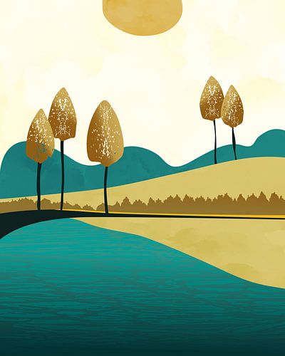 Five trees in the sun 2 abstract landscape