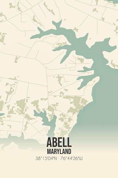 Carte ancienne d'Abell (Maryland), USA. par Affiches de lieux