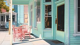 Terrasse d'été atmosphérique aux couleurs pastel sur Vlindertuin-Art