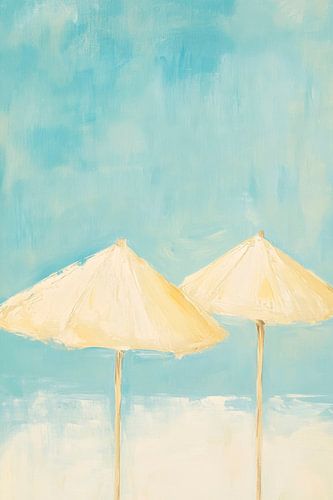 Paradis de la plage sous les parasols