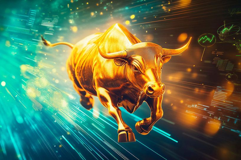 Golden Bull in motion - Dynamic by Poster Art Shop