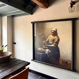 Klantfoto: Het Melkmeisje - Vermeer Schilderij (HQ), op canvas