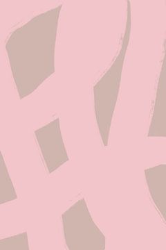 Moderne abstracte minimalistische vormen en lijnen in roze en beige van Dina Dankers