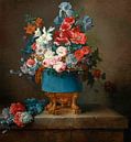 Blumenstrauß in einer blauen Porzellanvase, Anne Vallayer-Coster von Meisterhafte Meister Miniaturansicht