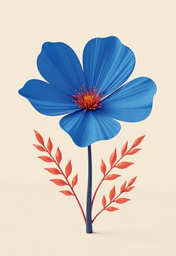 Gestileerde blauwe bloem met koraalgroen van Markus Gann