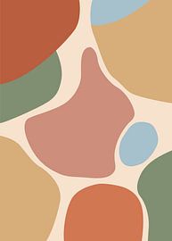 Minimalistische, flache, abstrakte Vektorillustration mit bunten, organischen Kleckse im Boho-Stil. von Adam Khabibi