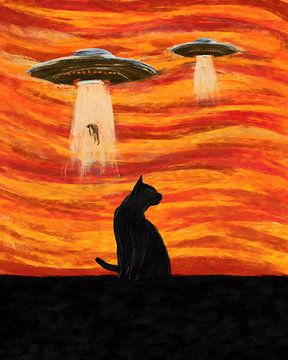 Zwarte Kat & Ufo van Gapran Art