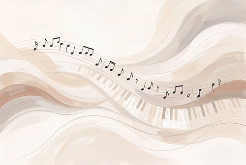 Where piano keys and musical notes come together
