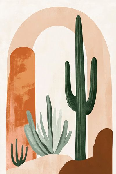 Wüstenlandschaft mit Kaktusmotiven von Poster Art Shop
