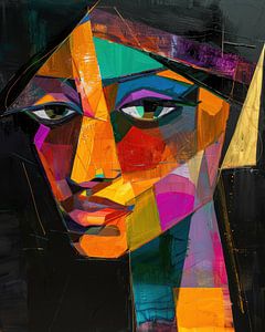 Abstract Vrouwenportret in Felle Kleuren
