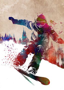 Snowboard sport kunst #snowboard van JBJart Justyna Jaszke