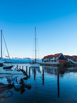 View of the harbour of Klintholm Havn in Denmark