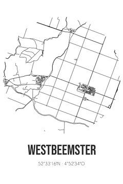 Westbeemster (Noord-Holland) | Carte | Noir et blanc sur Rezona