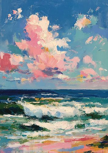 Impressionistische zee in heldere kleuren