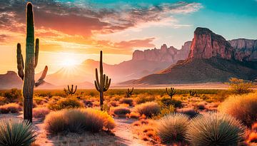 Cactussen en canyon in Arizona van Mustafa Kurnaz