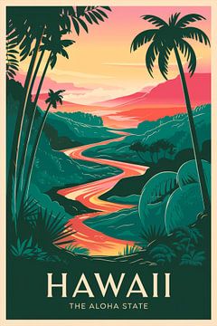 Hawaii Vintage Reisposter van Poster Art Shop