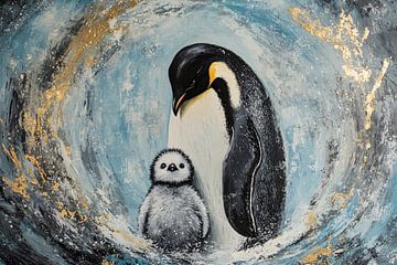 Pinguïn met schattig kuiken van Imperial Art House