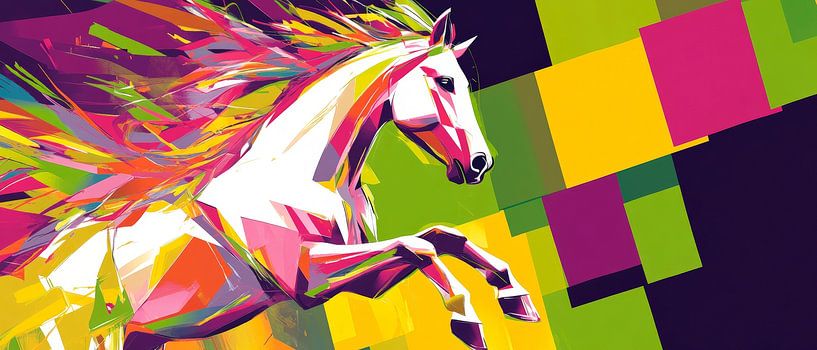 Colourful galloping horse in pop art style by Poster Art Shop
