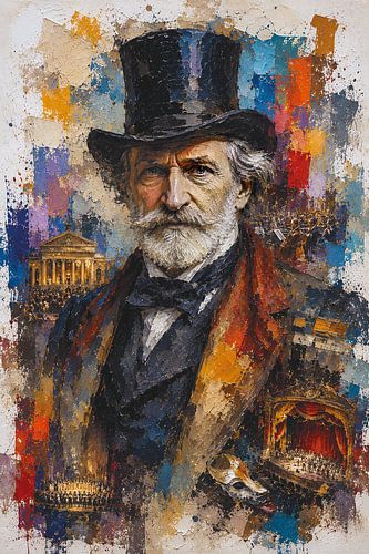 Italiaanse Componist Giuseppe Verdi schilderij.
