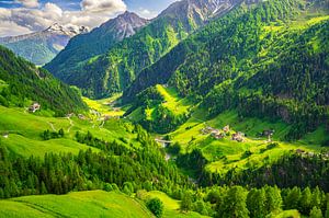 Südtiroler Alpen Passeiertal idyllischer Landschaftsblick