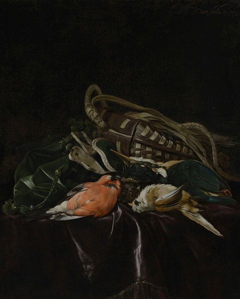 Nature morte avec oiseaux morts et sac de gibier, Willem van Aelst par Des maîtres magistraux