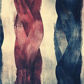 Formes contrastées | Bleu Rouge Abstrait sur Collection Moderne