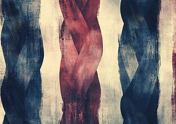 Kontrast Formen | Blau Rot Abstrakt von Moderne Kollektion