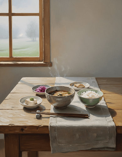 Morning Miso Soup on a Saxon Farm Table