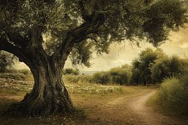 Einsamer Baum auf der Landstraße von Art & Soul Creations