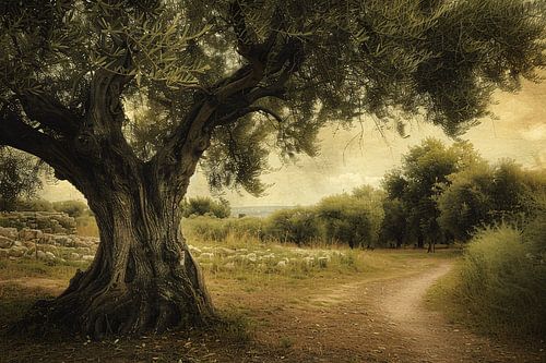 Eenzame boom op landweg