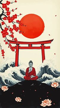 Bouddha / Boeddha Art japonais Sumi-e sur MIROKKU