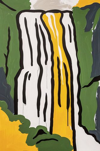 Abstracte schilderij van een waterval