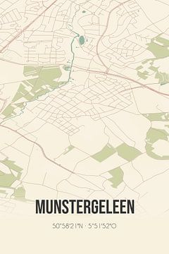 Vintage landkaart van Munstergeleen (Limburg) van Rezona