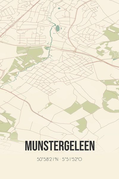 Vintage map of Munstergeleen (Limburg) by Prints of Place