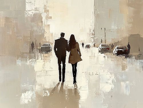 Man en Vrouw in Stadszicht van Zen en Meer