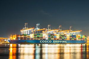 Containerschiff am Containerterminal angedockt