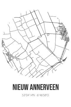 Nieuw Annerveen (Drenthe) | Karte | Schwarz und Weiß von Rezona