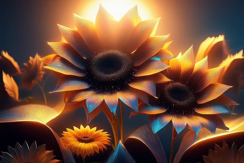 Sunflowers graphic AI by Jörg B. Schubert