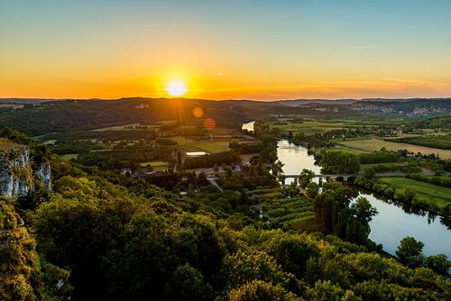 Uitzicht over de Dordogne bij zonsondergang
