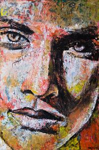 Malerei Nahaufnahme kraftvolles Gesicht von Anja Namink - Gemälde