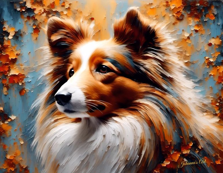 Whimsical Sheltie Art 1 | Original Dog Portrait by Johanna's Art by Johannas Art Creations