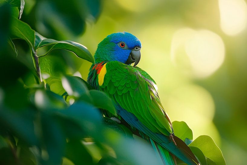 Colourful parrot in the light by Poster Art Shop