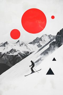 Skiën in de bergen van Poster Art Shop