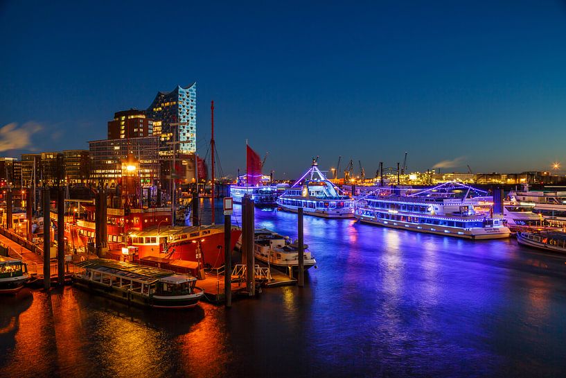 Hamburg harbor lights by Ursula Reins