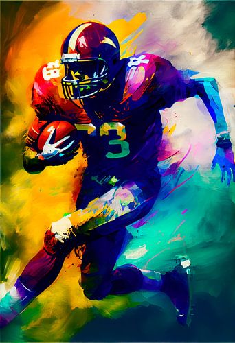 Impressionist painting of rugby player. Part 2