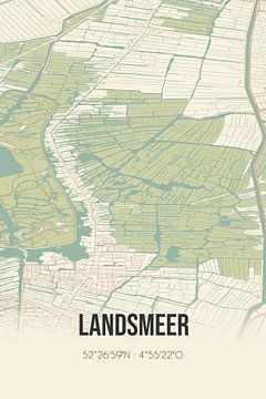 Vintage landkaart van Landsmeer (Noord-Holland) van MijnStadsPoster