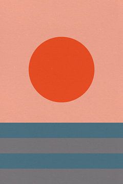 Zon, maan, oceaan. Ikigai. Abstracte minimalistische Zen kunst VII van Dina Dankers